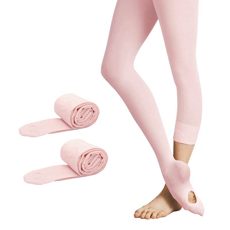 PAPPNTI Girls' Ultra Soft Pro Dance Tights Ballet Transition Daily Student Tights (Toddler/Little Kid/Big Kid) Pink 2 Pairs S(2-4 Years) - Image 2